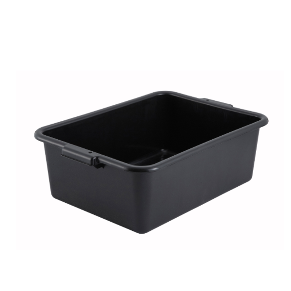 Winco - Standard Weight Polypropylene Dish Box, 7" Depth - Black, 21.5" x 15.25" x 7" - 1 Ct.
