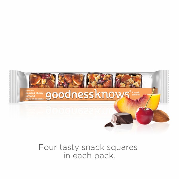goodnessKNOWS Peach And Cherry Almond Dark Chocolate Snack Squares