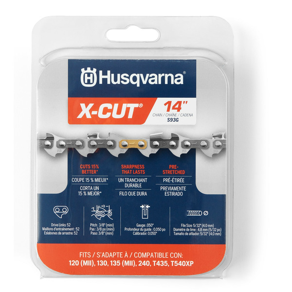 Husqvarna X-Cut S93G 52 Link Replacement Chainsaw Chain For 14-in , 0.05-in Gauge , 3/8-in Mini Pitch
