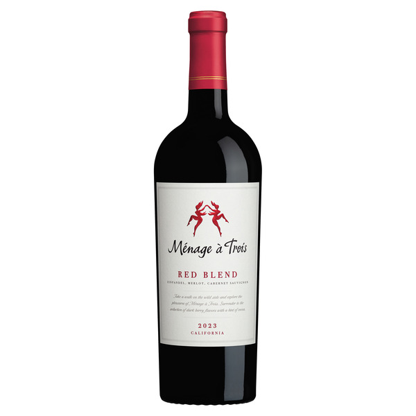 Ménage à Trois California Red Blend Red Wine, 750 ml Glass Bottle, 13.5% ABV