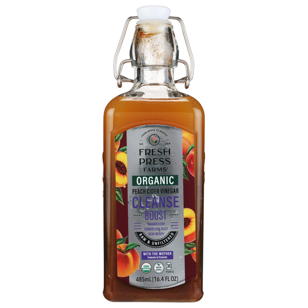 Fresh Press Farms Organic Boost Cleanse Peach Cider Vinegar 485 Ml