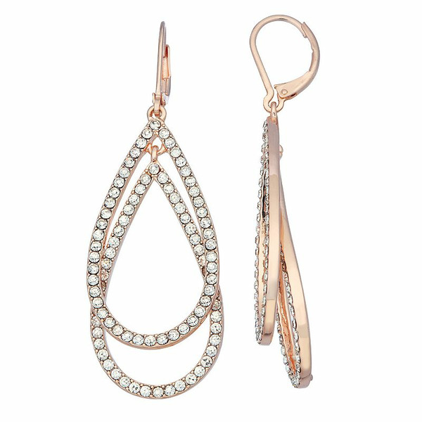 Simply Vera Vera Wang Women's Layered Teardrop Earrings - Rose Gold Tone