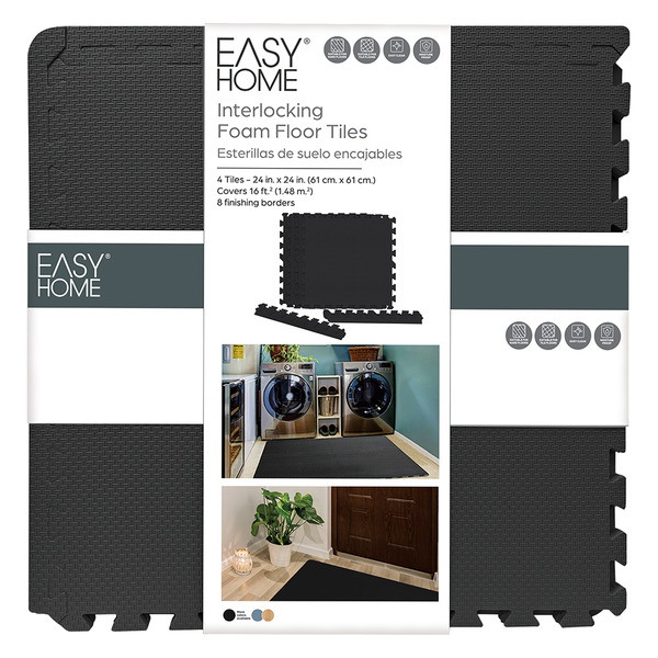ALDI Easy Home Textured Interlocking Foam Floor Tiles Black SameDay Delivery or Pickup Aldi