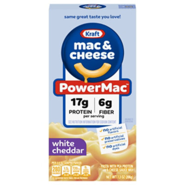 Kraft Powermac White Cheddar With Pea Protein & Cheese Sauce Mix Mac & Cheese Pasta