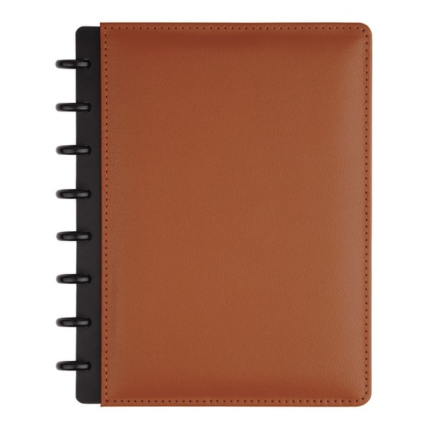 TUL 60-Sheet Narrow Ruled Discbound Notebook With Leather Cover - Brown - Junior Size