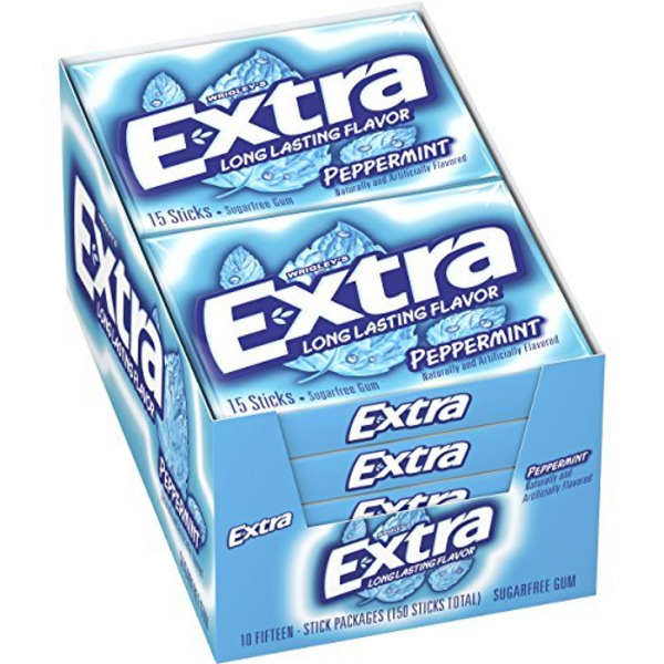 Extra - Peppermint Gum - 10/15 stick packs