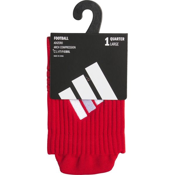 adidas Adizero 3 Football Quarter Socks, L - Team Power Red 2/White/Team Collegiate Burgundy 2