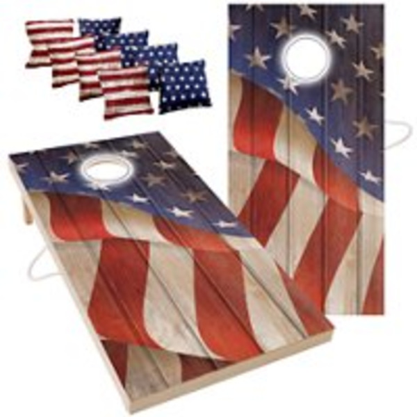 Triumph Sports USA Patriotic LED All-Wood Cornhole Set
