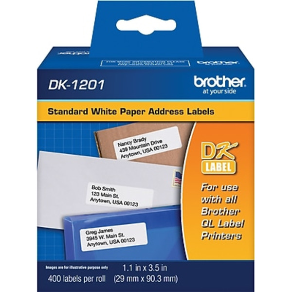 Brother 1.1" x 3.5"  DK1201 Die-Cut Standard Address White Paper Labels