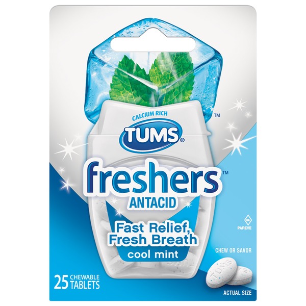 Tums Freshers Cool Mint Chewable Tablets Antacid (25 ct) Instacart