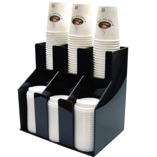 Cup And Lid Organizer - 2 Tier - 3 Stacks