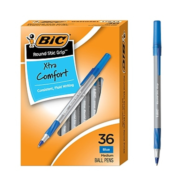 BIC 1.2 mm Medium Round Stic Grip Xtra Comfort Ballpoint Pen - Blue