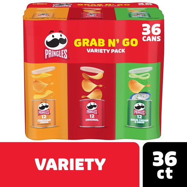 Pringles Variety Pack Potato Crisps Chips, Lunch Snacks, Grab N