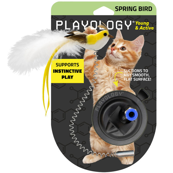 Playology Suction Cup Spring Bird Cat Toy