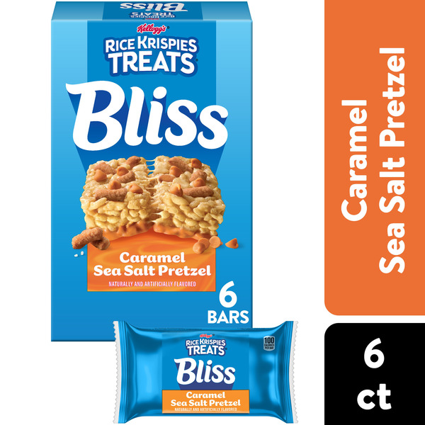 Kellogg's Rice Krispies Treats Bliss Caramel Sea Salt Pretzel Crispy Marshmallow Squares, Snack Bars