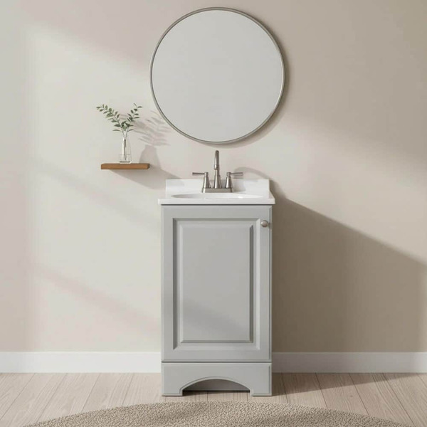 Glacier Bay 19 In. Single Sink Pearl Gray Freestanding Bath Vanity With White Cultured Marble Top (assembled)