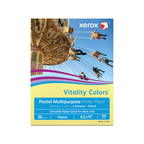 Xerox Vitality 20 Pound 30% Recycled Vitality Colors Multi-Use Printer Paper - Yellow - Letter Size 8.5" x 11"