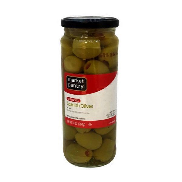 Market Pantry Olives, Spanish, with Pimiento, Queen Size