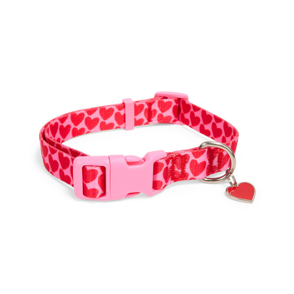 Bond & Co Red & Pink Hearts Dog Collar with Heart Charm