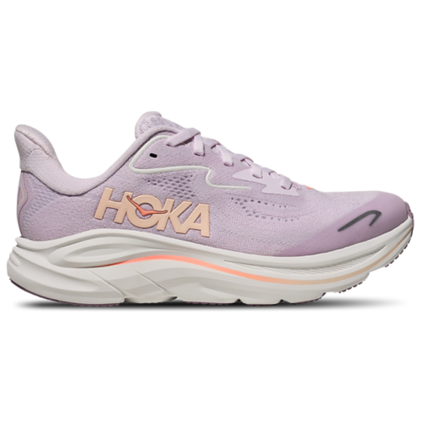 Hoka Kids' Grade School Clifton 10 Shoes, Size 6.5, Medium/D - Lilac Cream & Tangerine Glow
