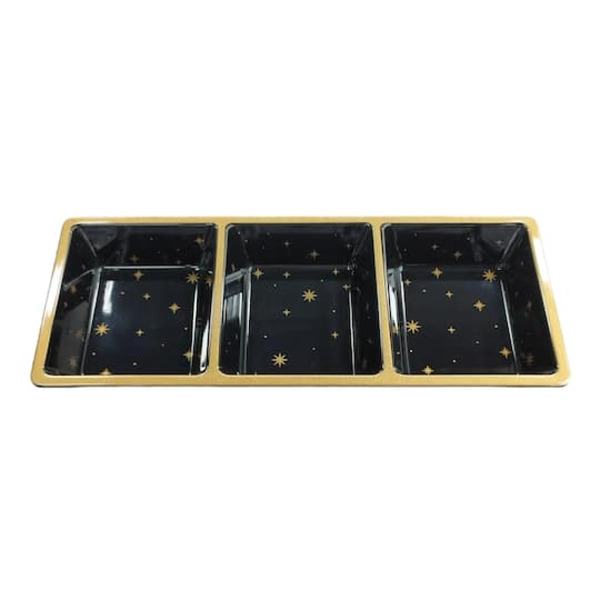 Celebrate It Bound by Magic 3-Section Melamine Platter with Stars, 15 x 6 in