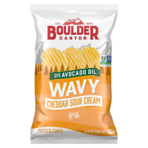 Boulder Canyon Potato Chips, Cheddar Sour Cream, Wavy
