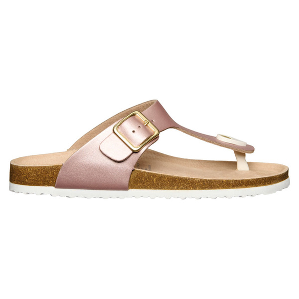 Serra Ladies Genuine Leather Footbed Sandal - Rose Gold Size 9