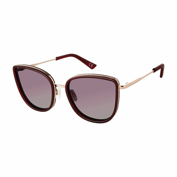 PRIVE REVAUX Women's  SQ100879 Sunrise Cat Eye Polarized Sunglasses, Crystal Red