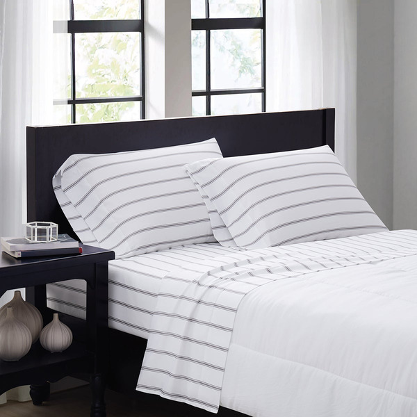 Truly Ticking Stripe Sheet Set - White & Gray