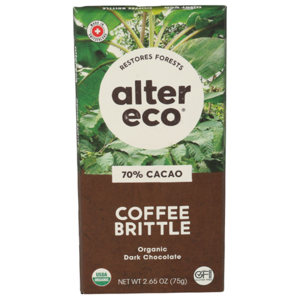 Alter Eco Organic 70% Cacao Coffee Brittle Dark Chocolate Bar Same