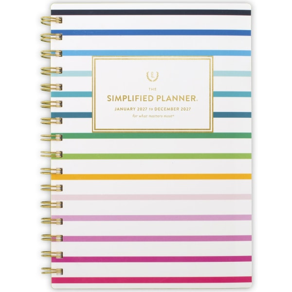 AT-A-GLANCE Simplified by Emily Ley 2027 Weekly Monthly Planner, Small, 5 1/2 x 8 1/2 in - Happy Stripe