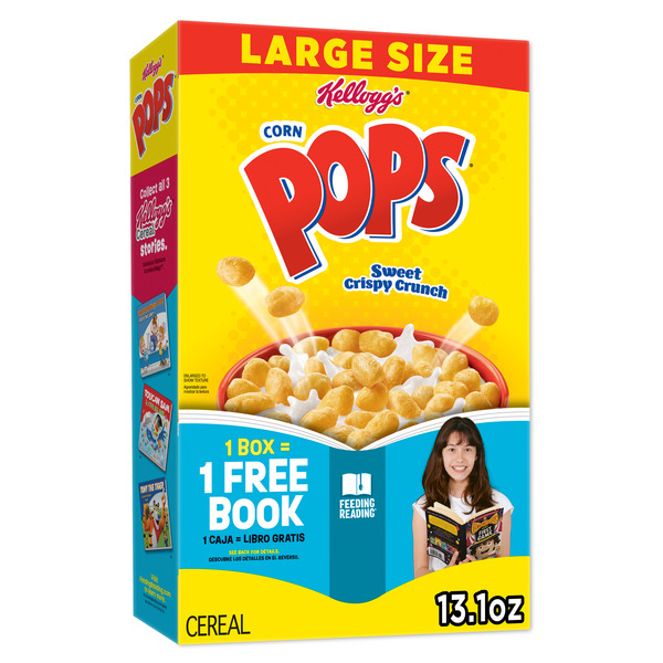 Kellogg's Corn Pops Cold Breakfast Cereal, 8 Vitamins and Minerals, Kids Snacks, Large Size, Original, Box (1 Box)