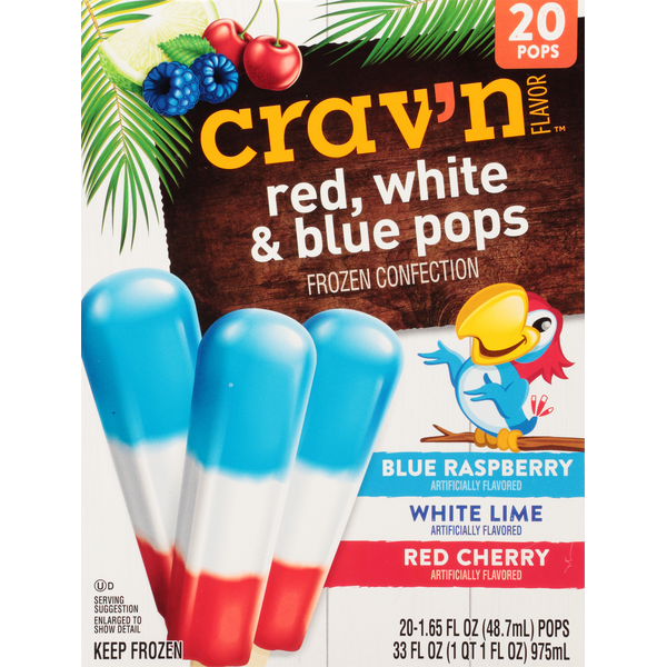 Crav'n Flavor Frozen Confection, Red, White & Blue Pops Same-Day