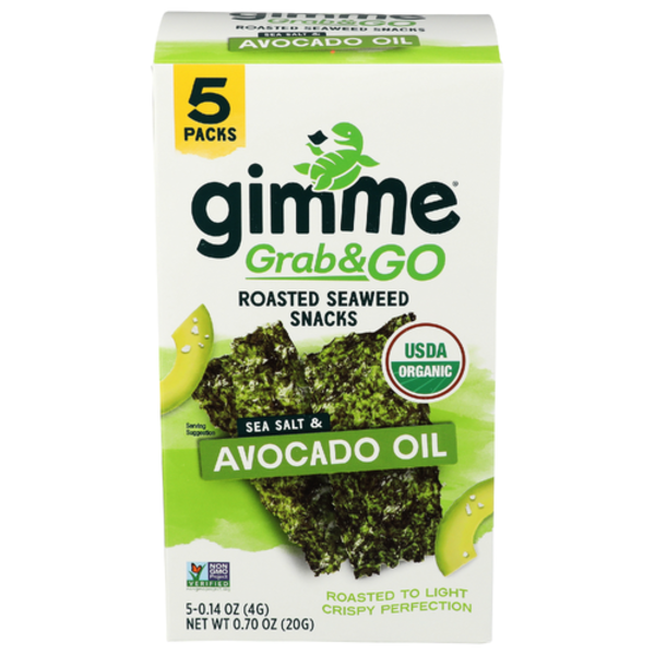 Gimme Health Foods Organic Sea Salt & Avocado Oil Grab & Go Roasted Seaweed Snacks 5 Pack