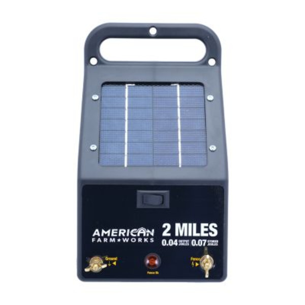 American Farm Works 0.04 J 2 Mile Solar-Powered Electric Fence Energizer