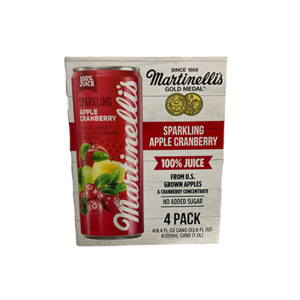Martinelli's 100% Juice, Apple Cranberry, Sparkling, 4 Pack