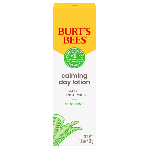 Burt's Bees Calming Day Lotion, Sensitive, Aloe + Rice Milk - 1.8