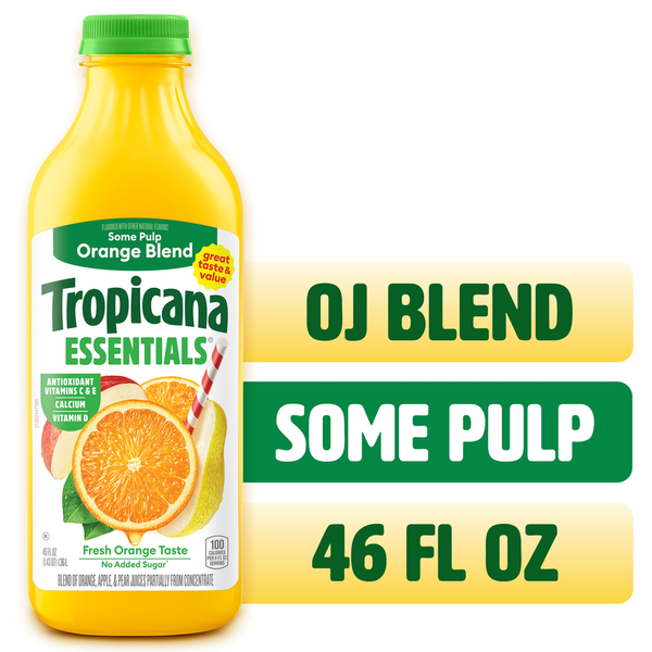 Tropicana Essentials Flavored Orange Juice Beverage Blend With