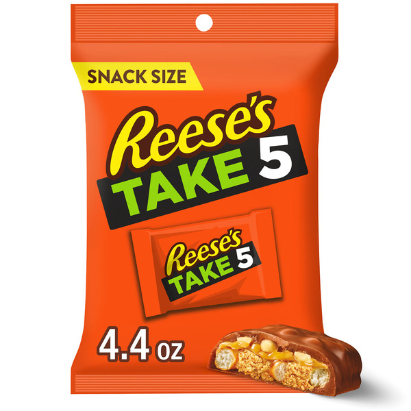 Reese's TAKE 5 Pretzel, Peanut and Chocolate Snack Size, Candy Bag, 4.4 oz