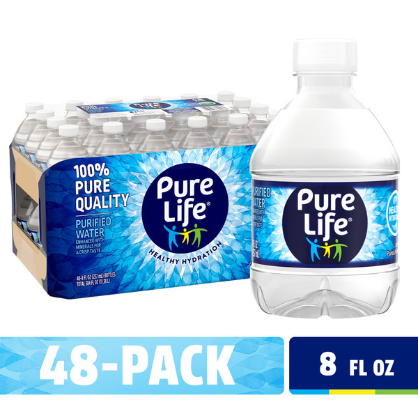 PURE LIFE Purified Water, 8 Fl Oz, Plastic Bottled Water (48 Pack