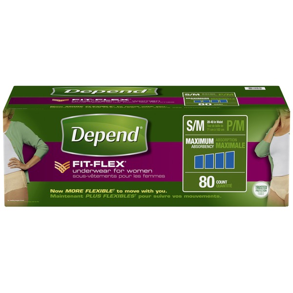 Depend FitFlex for Women S/M Maximum Absorbancy Underwear (80 ct) from