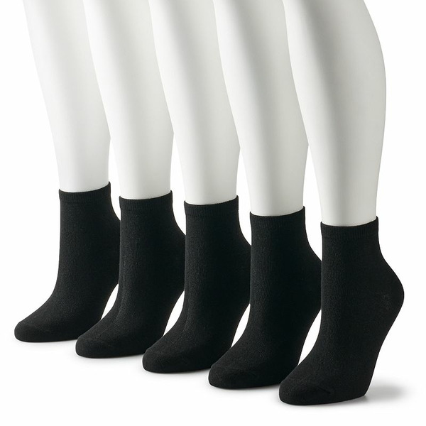 Sonoma Goods For Life Women's Sonoma Goods For Life® 5 Pack Neutral Color Quarter Socks, Size: 9-11, Black