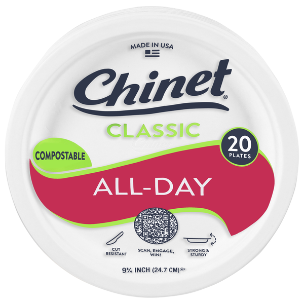 Chinet Classic Compostable All-Day 9.75 Inch Plates Same-Day