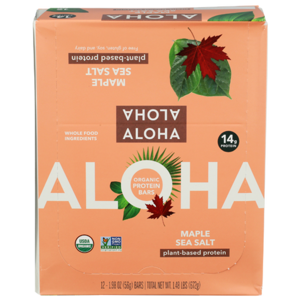 Aloha Organic Maple Sea Salt Plant-Based Protein Bar 12 Pack Same