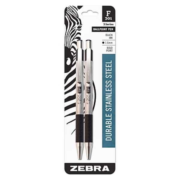 Zebra Ball Point Pen, Bold Point, Black Ink