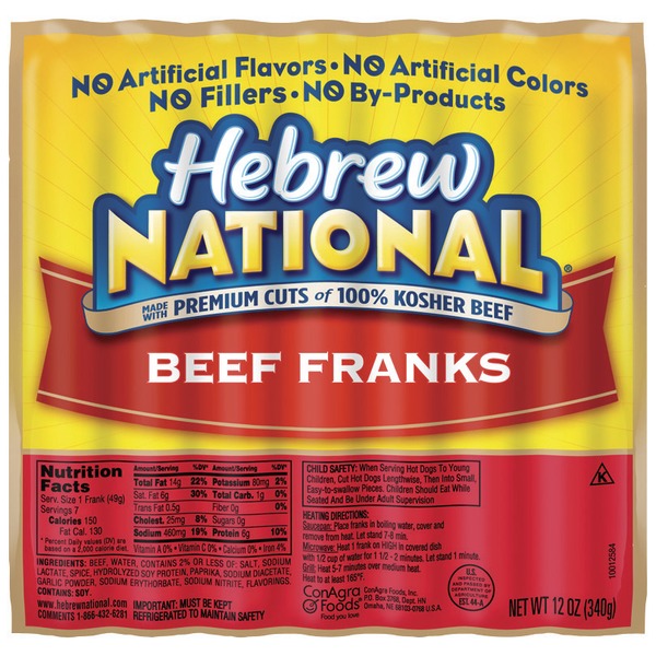 Hebrew National Beef 7 Ct Franks (12 oz) from Costco Instacart