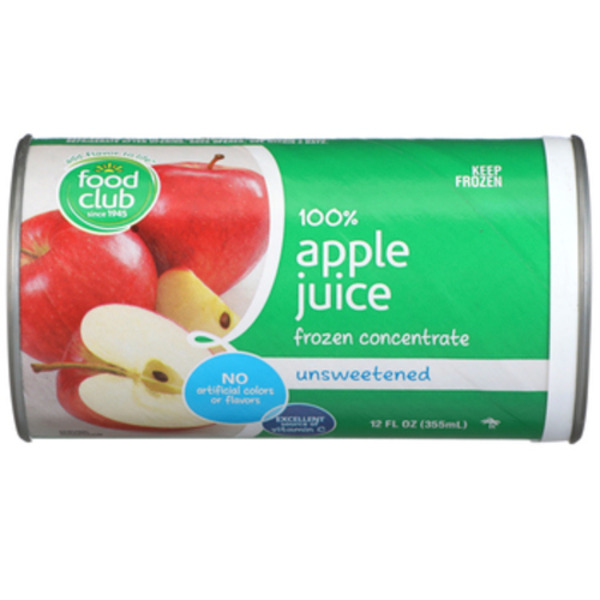Food Club 100% Unsweetened Apple Juice Frozen Concentrate Same-Day
