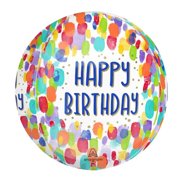 Schnucks INFLATED Orbz 16" Painterly Dots Birthday Balloon