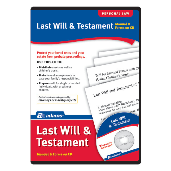 Adams Business Forms ABF ALC602 7.5" X 5.38" X 0.63" Prepare A Last Will & Testament Manual & Forms CD