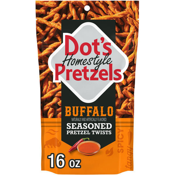 DOT'S Homestyle Pretzels Buffalo Flavored Seasoned Pretzel Twists Bag, 16 oz